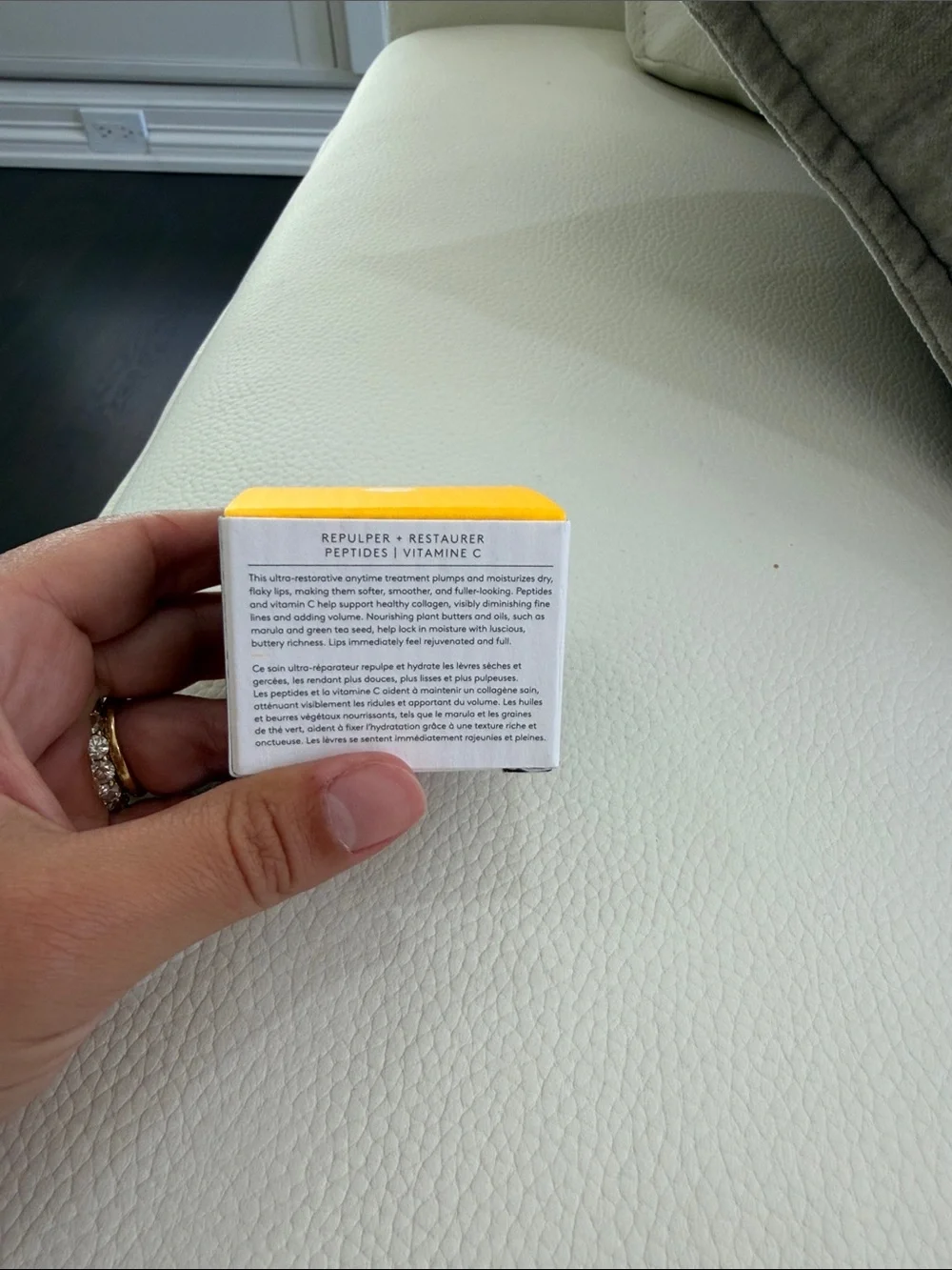 Drunk Elephant Plump-C Tripeptide Lippe Mask — White & Yellow Accents